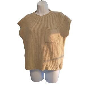 Women’s Tan Mock Neck Short Sleeve Sweater Size Medium